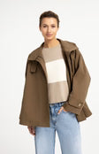 Load image into Gallery viewer, A-line trench jacket with stand collar