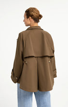 Load image into Gallery viewer, A-line trench jacket with stand collar