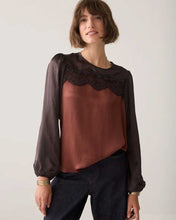 Load image into Gallery viewer, SUMMUM WOMAN TOP WITH LACE DARK CHOCOLATE
