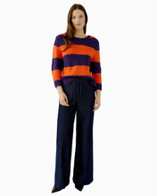 Load image into Gallery viewer, The Oui ESMY Pullover comes in a vibrant violet and orange colour combination and is crafted from a soft knit blend with wool and mohair. Designed as part of the Oui NOS collection.
