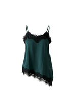 Load image into Gallery viewer, Oui Satin Lace Cami in Scarab
