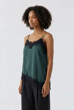 Load image into Gallery viewer, Oui Satin Lace Cami in Scarab
