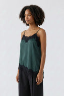 Oui Satin Lace Cami in Scarab