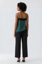 Load image into Gallery viewer, Oui Satin Lace Cami in Scarab
