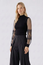 Load image into Gallery viewer, Black Knit with sheer sleeve
