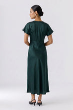 Load image into Gallery viewer, Oui Satin Lace Dress Green
