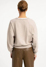 Load image into Gallery viewer, Sweatshirt V-neck Woven Collar Pure Cashmere Grey Melange
