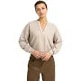 Load image into Gallery viewer, Sweatshirt V-neck Woven Collar Pure Cashmere Grey Melange
