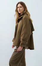 Load image into Gallery viewer, A-line trench jacket with stand collar
