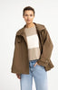 A-line trench jacket with stand collar